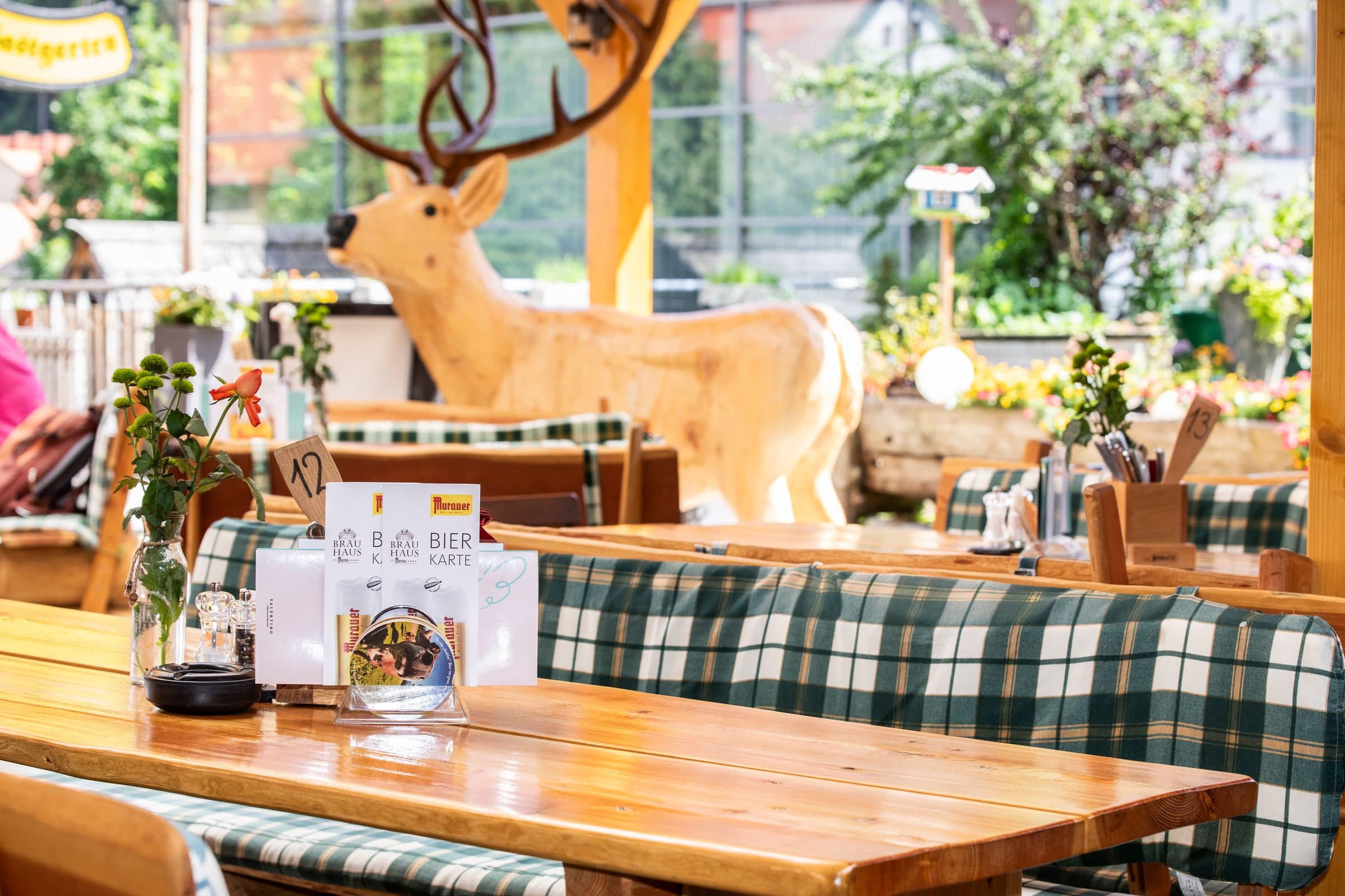 Beer garden wooden table